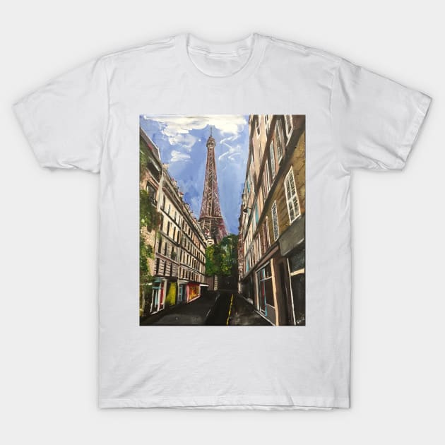 Paris, A View Of The Eiffel Tower T-Shirt by golan22may